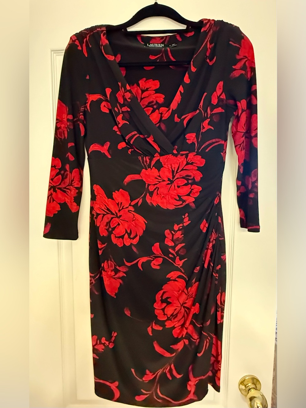 Lauren Ralph Lauren Black Dress with Red Floral Print